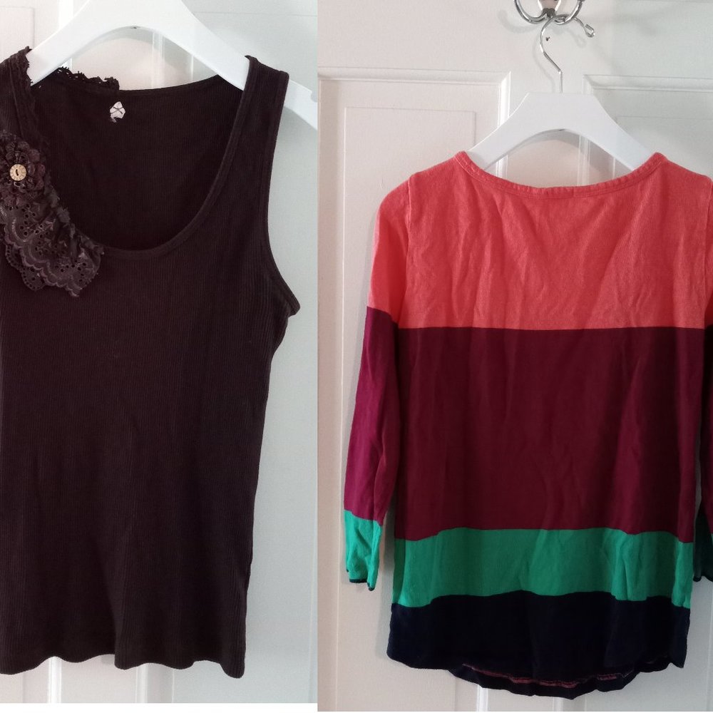 BUNDLE of J. crew colorblock shirt and free people ribbed tank